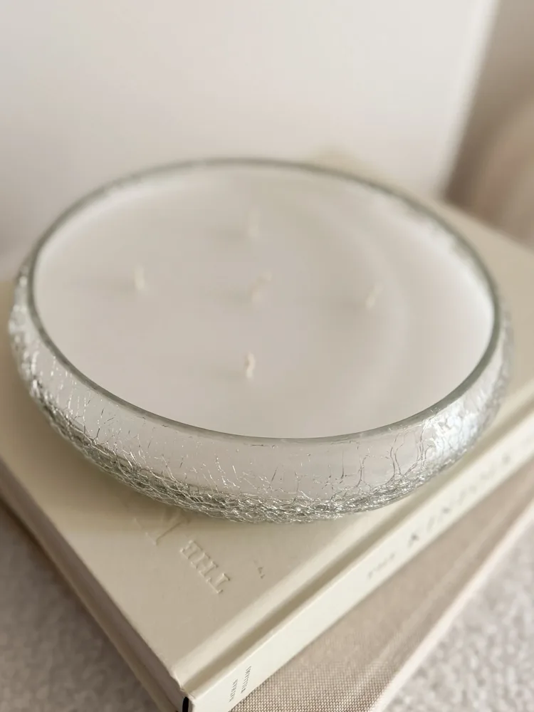 Crackle glaze glaze five wick candle – Wood sage & ocean mist scent