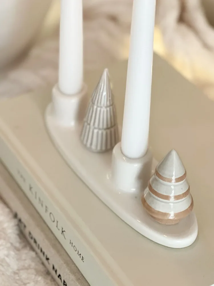 Ceramic Christmas tree tall candle display