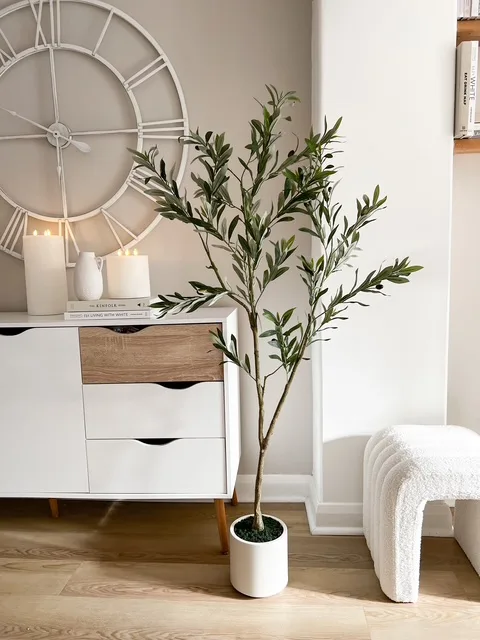Large faux potted olive tree