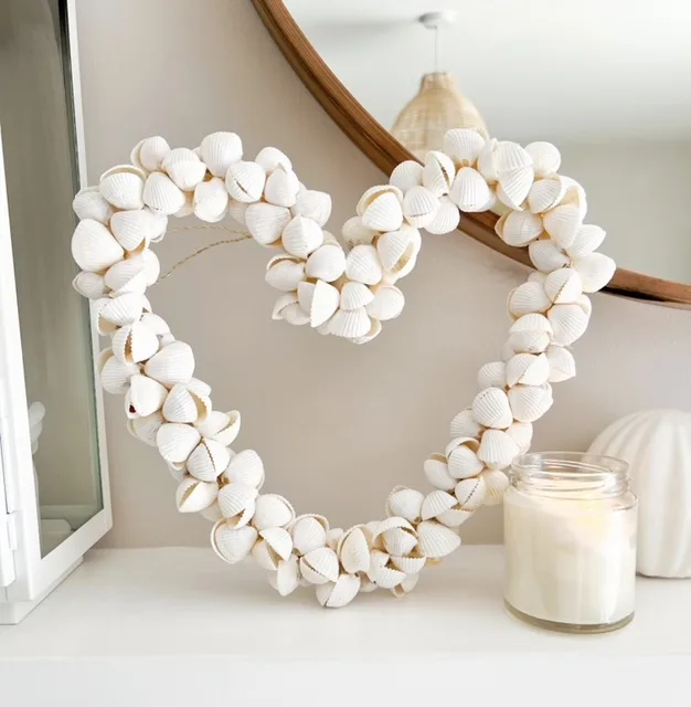 Beautiful shell heart wreath