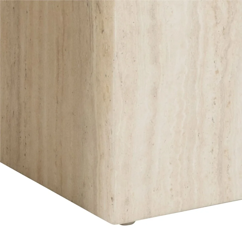 Dice Square Coffee Table Set in Light Travertine Effect