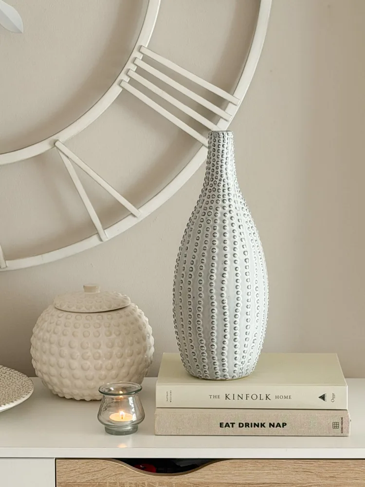 Large ceramic beaded stoneware vase