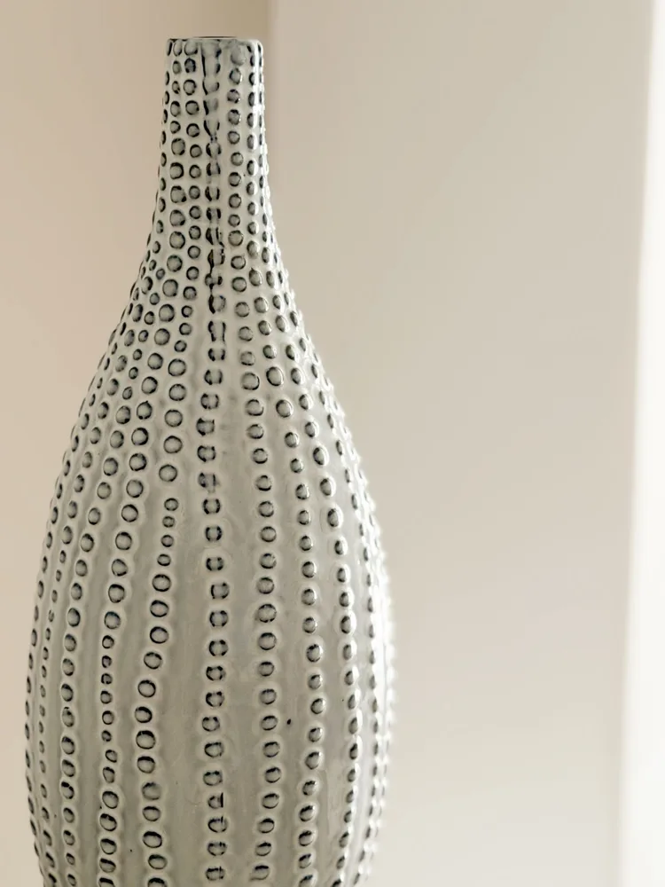 Large ceramic beaded stoneware vase