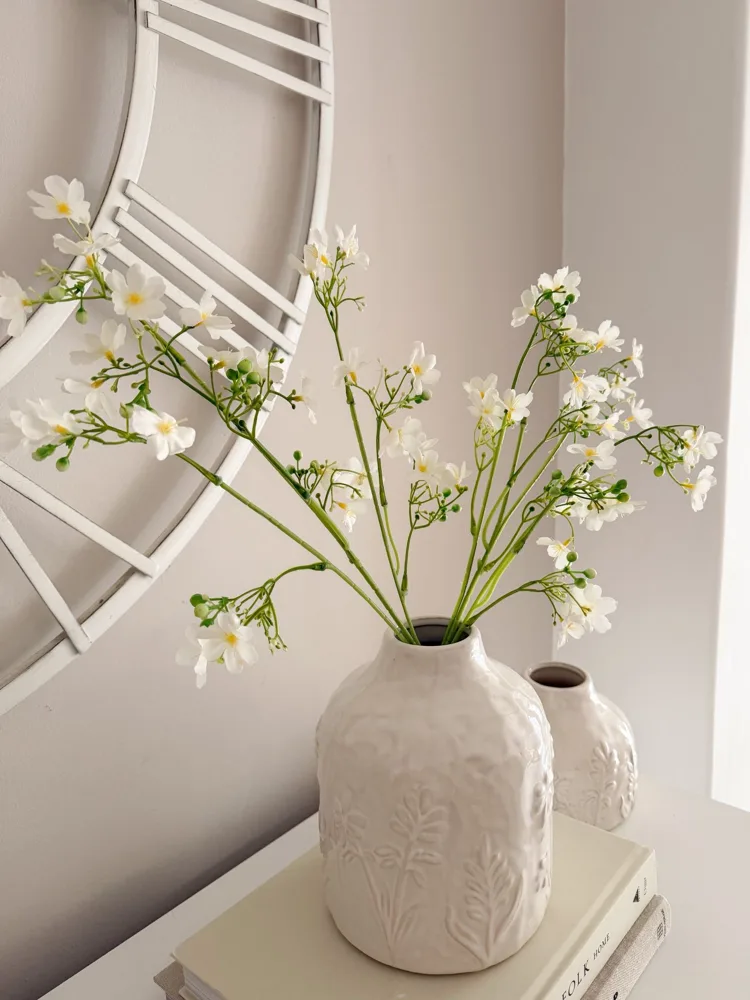White faux blossom spray stem