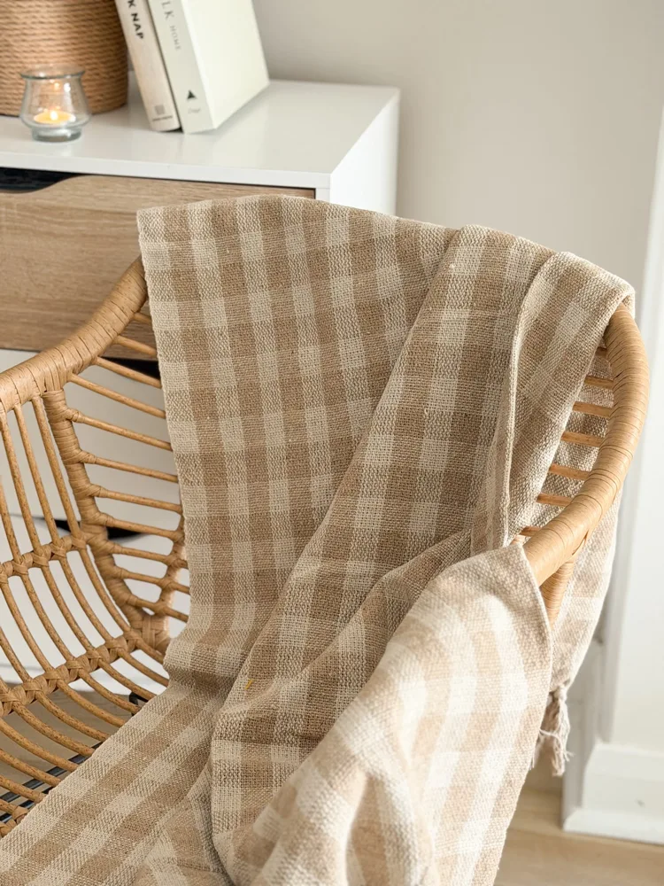 Cotton gingham woven check throw