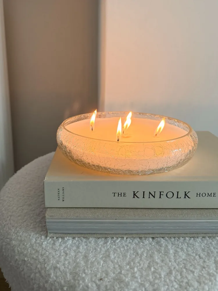 Crackle glaze glaze five wick candle – Wood sage & ocean mist scent