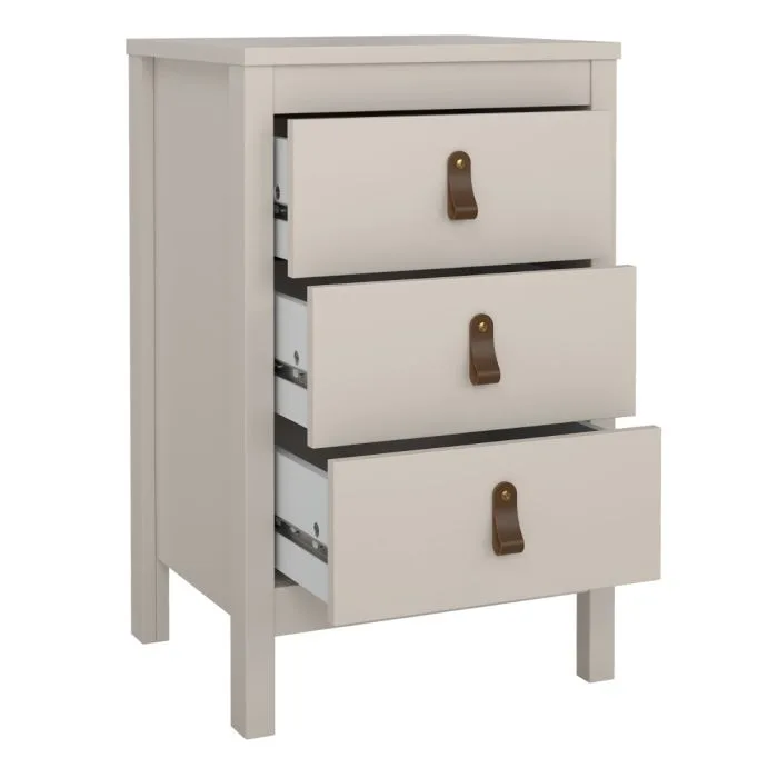 Loft three drawer bedside table in Cashmere