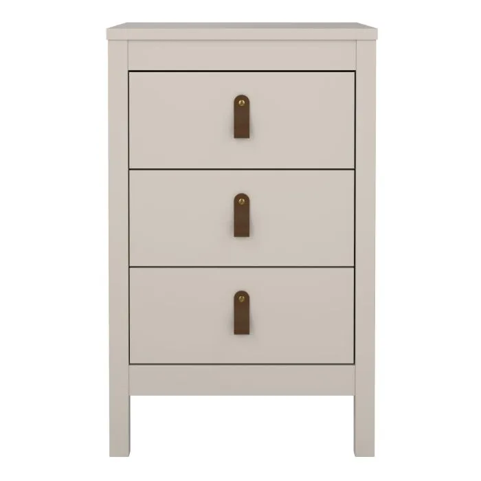Loft three drawer bedside table in Cashmere