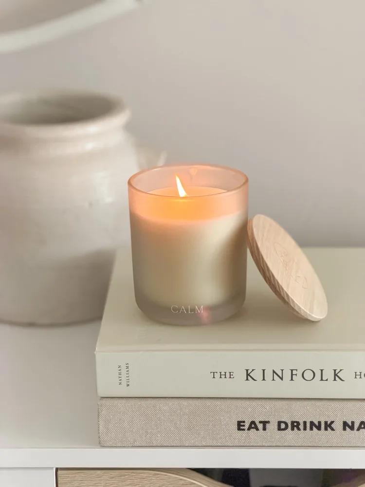 Serenity calm candle in box – Lavender, Vanilla, Patchouli fragrance