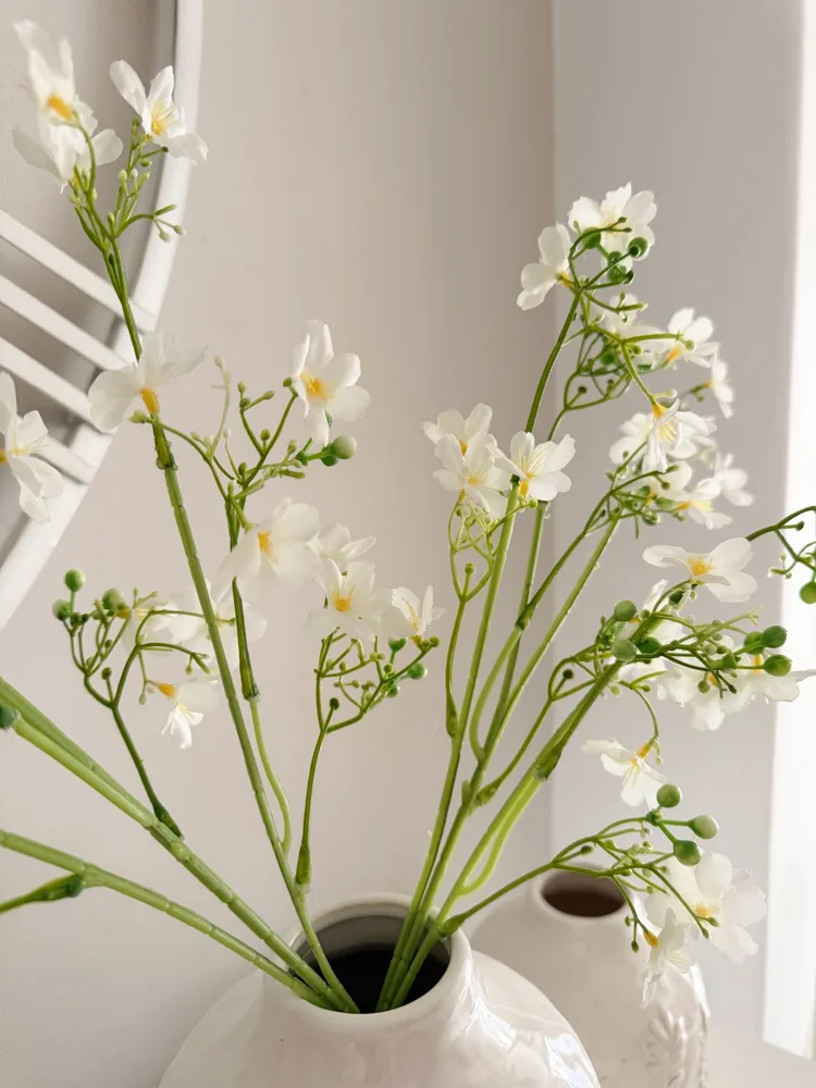 White faux blossom spray stem