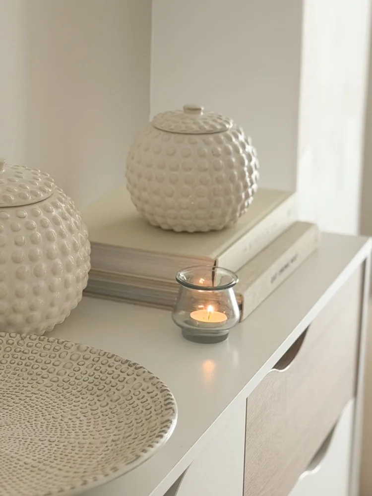Quality beaded ceramic lidded jar
