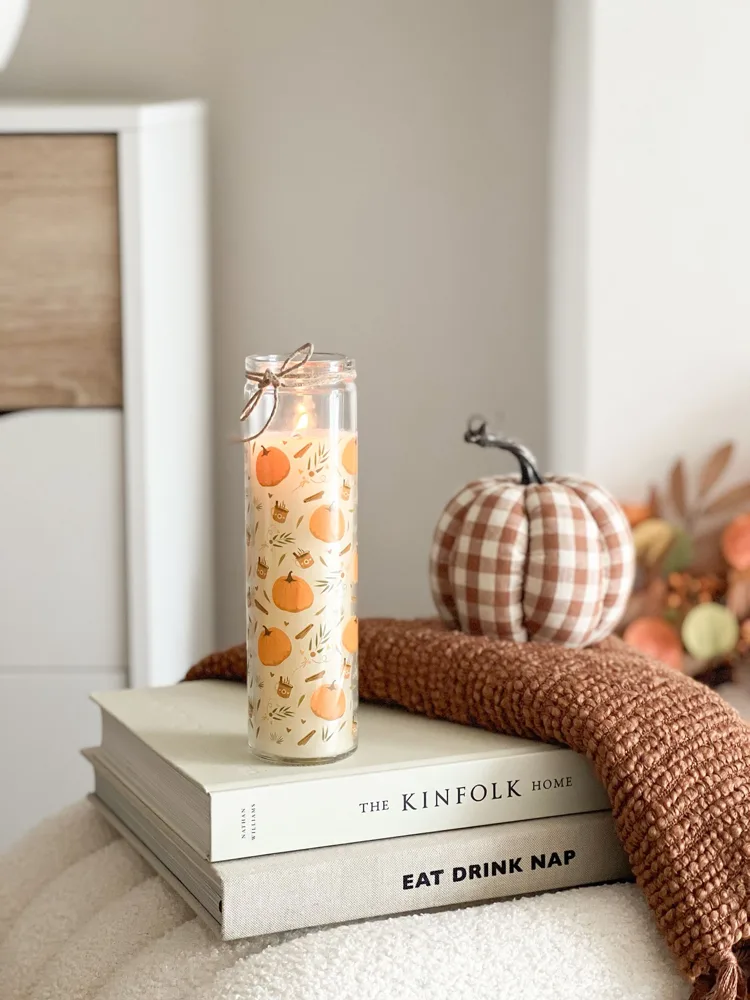 Pumpkin tube glass candle – scented pumpkin spice