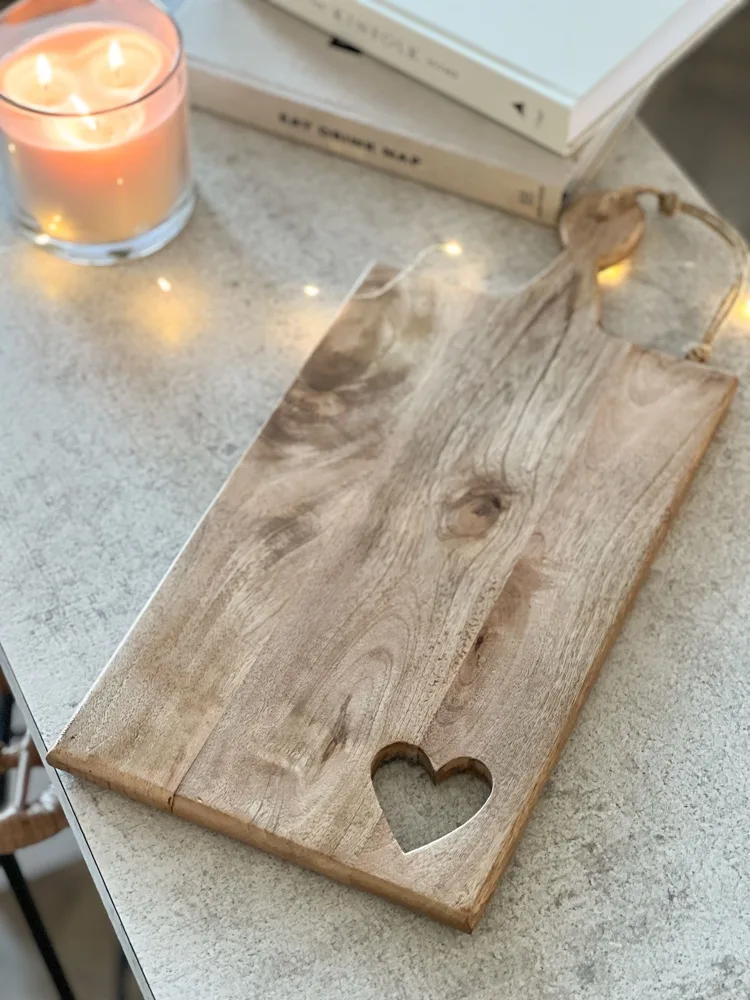 Large cut out heart board with handle