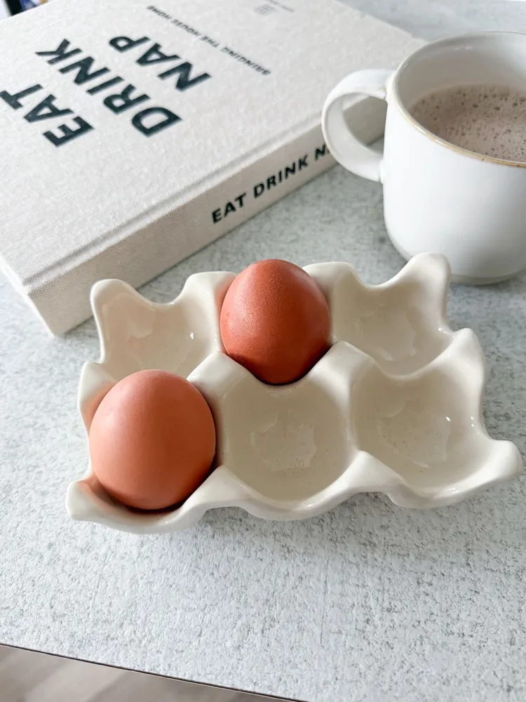 Speckled ceramic egg holder / egg tray