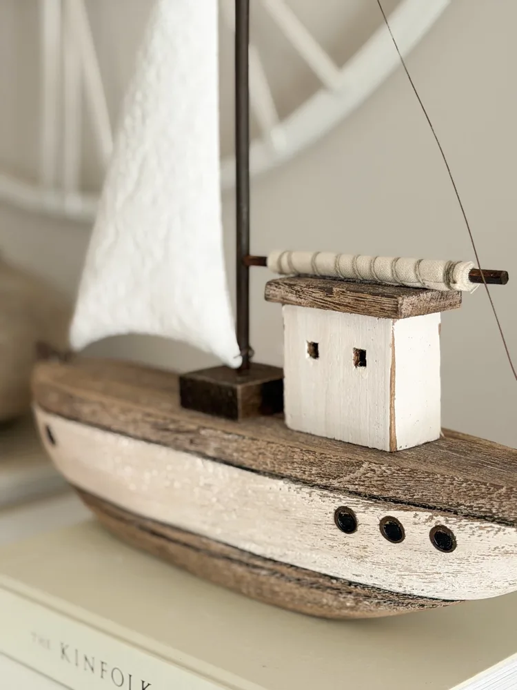 Large Nordic wooden model boat