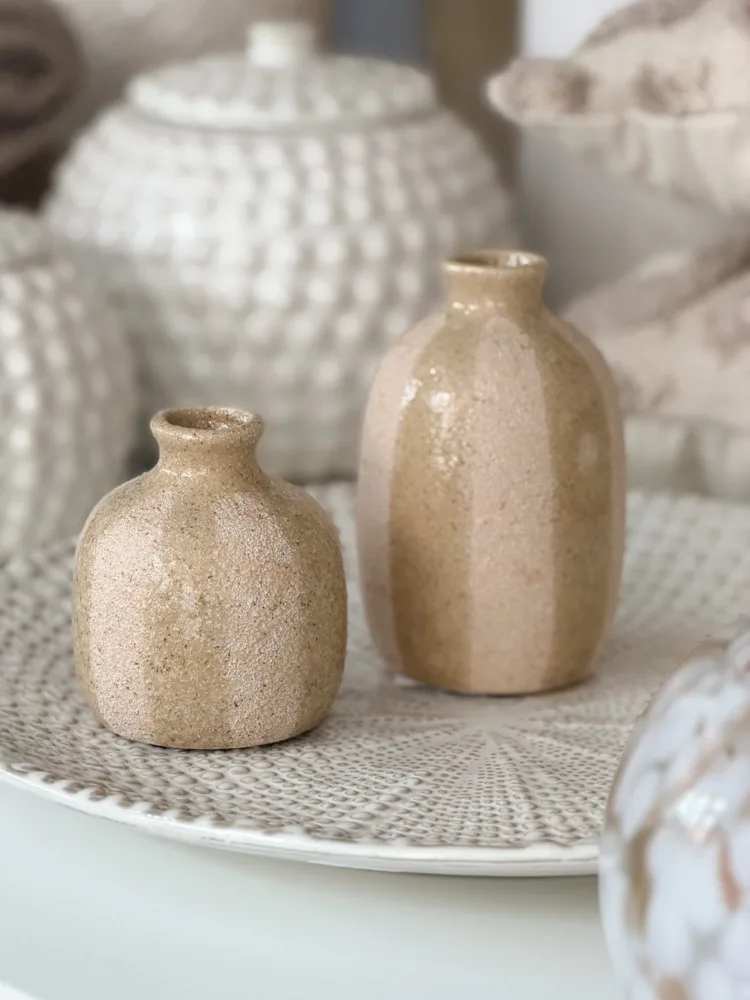 Pair of earthy striped vases