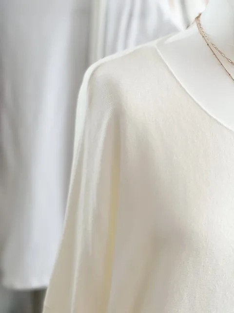 Soft round neck loose top in white