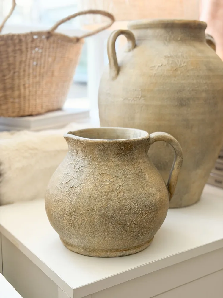 Rustic large farmhouse ceramic jug