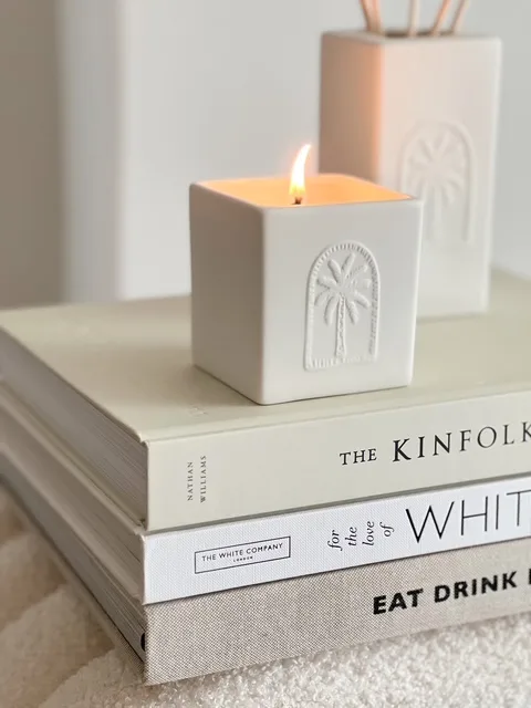 Boxed palm tree ceramic candle – Citrus & Musk