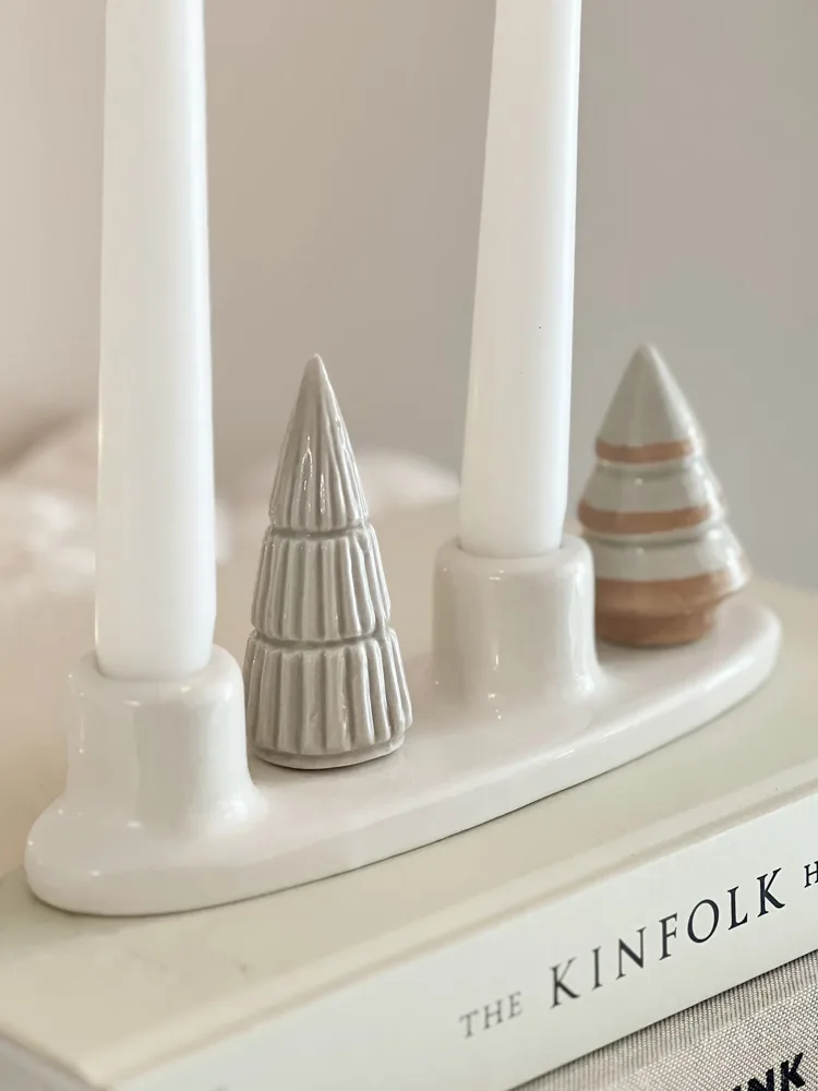 Ceramic Christmas tree tall candle display
