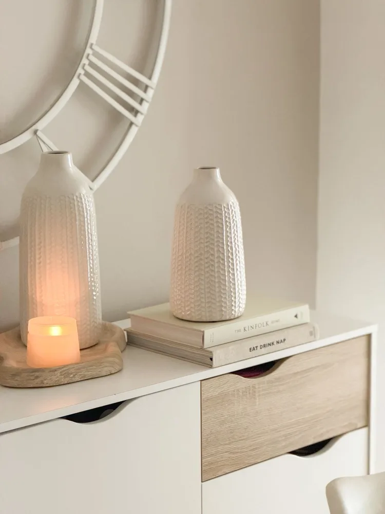 White glazed ceramic decorative vase