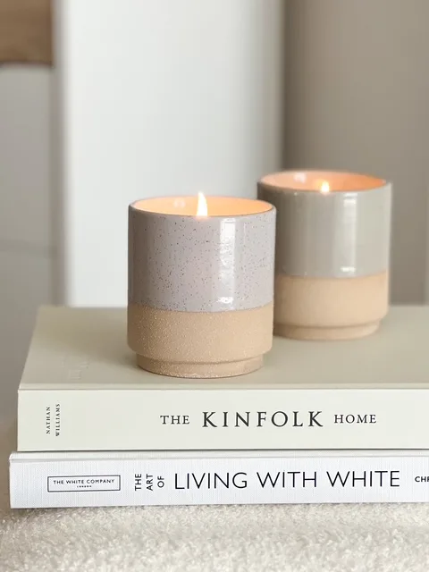 Tonal stoneware candle jar – 2 colour options