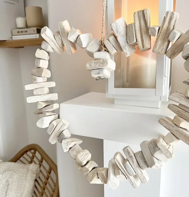 White wash decorative driftwood heart