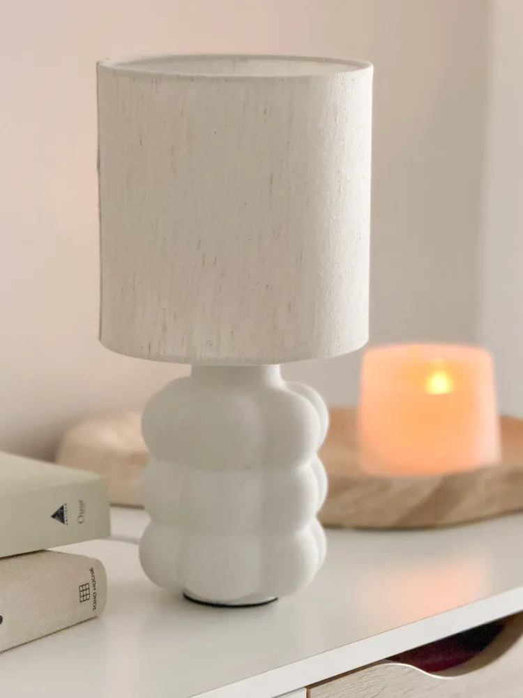 White ceramic bubble lamp and shade