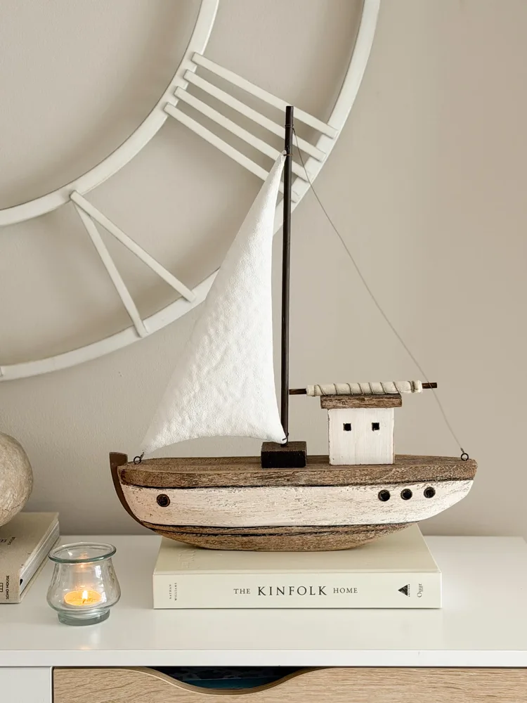 Large Nordic wooden model boat