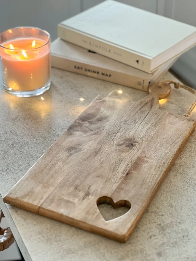 Large cut out heart board with handle