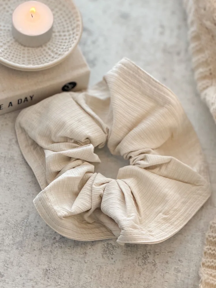 Oversized large scrunchie in cream
